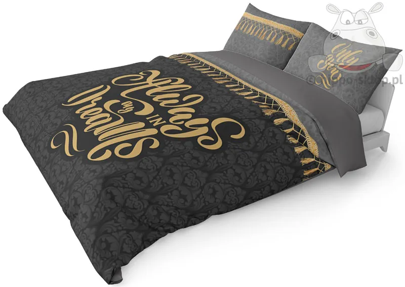 Ekskluzywne pościele do sypialni małżeńskiej z napisami 180x200