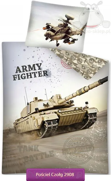 Pościel z czołgiem i śmigłowcem wojskowym 160x200 i 150x200