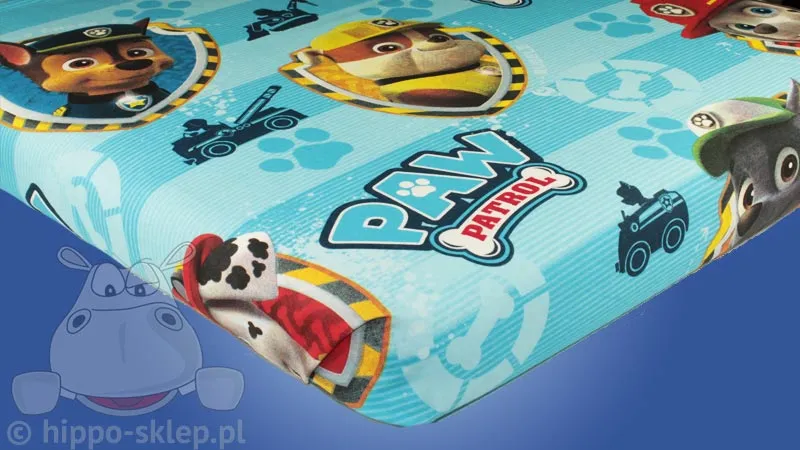 Prześcieradło Psi Patrol 140x200, niebieskie