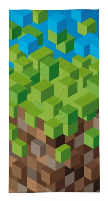 Ręcznik pixele Minecraft-a 70x140 cm,niebiesko-zielono-brązowy