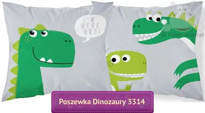 Poszewka na jasiek z dinozaurami 40x40 cm, szara