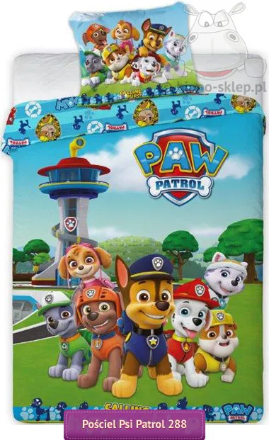 Pościel z wszystkimi psami psiego patrolu 160x200 i 150x200 dla chłopca