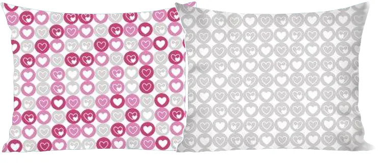 Duze poszewki w różowe i szare serduszka 70x80, 50x80, 50x60