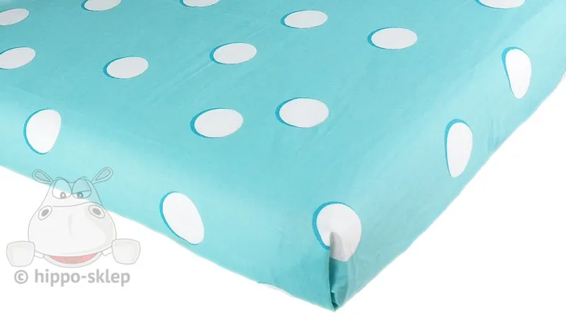 Miętowe prześcieradło w grochy 140x200