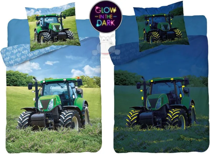 Pościel świecąca z traktorem 160x120, 140x180, 160x140 cm