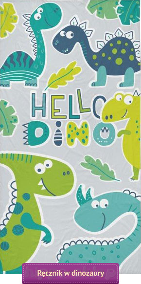 Ręcznik z dinozaurami Hello Dino 37 zielony 70x140