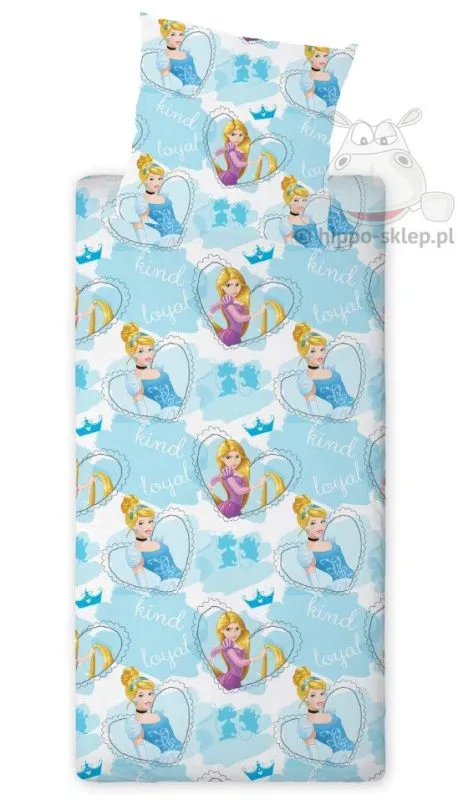 Pościel do przedszkola Księżniczki Princess 80x200 + 40x40, niebieska