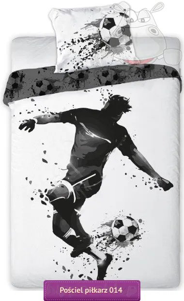 Czarno-biała, nowoczesna pościel z piłkarzem 140x200, 150x200, 160x200