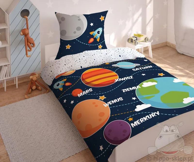 Świecąca pościel kosmos - planety układu słonecznego 140x180 , 140x160 i 120x160