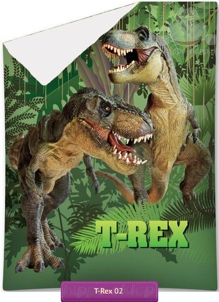 Narzuta z Dinozaurami T-rex 140x200 zielona