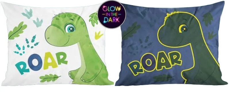 Duża poszewka z dinozaurem 70x80 cm, biało-zielona