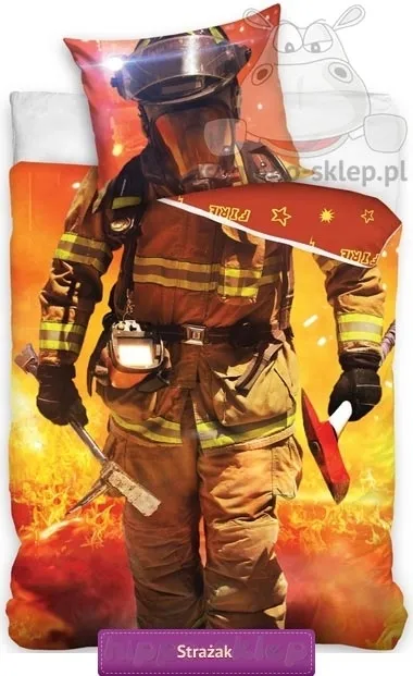 Pościel ze strażakiem świecąca w ciemności 135x200