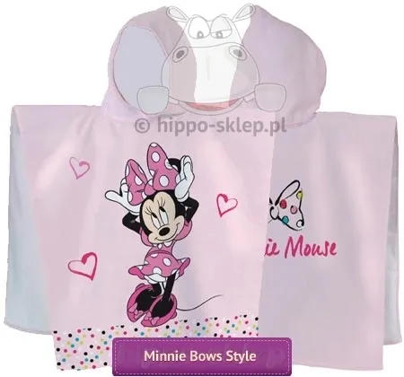 Ponczo plażowe z Myszka Minnie 60x120, bladorózowe