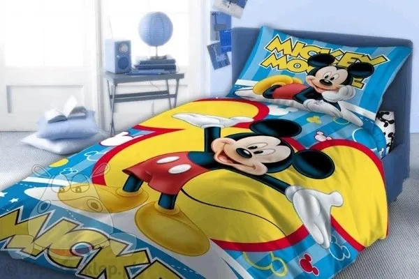 Pościel Myszka Miki Disney niebiesko-żółta,135x200