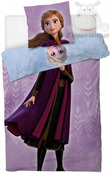 Pościel Kraina Lodu dwustronna z Anną 160x200, fioletowa
