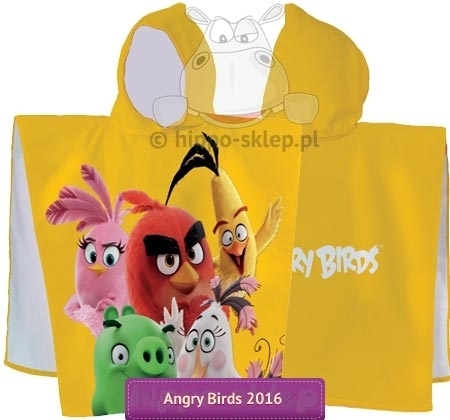 Ponczo plażowe dla dzieci Angry Birds 60x120, żółte