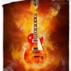 Narzuta z gitarą w ogniu 
