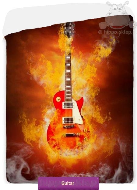 Narzuta z gitarą w ogniu 