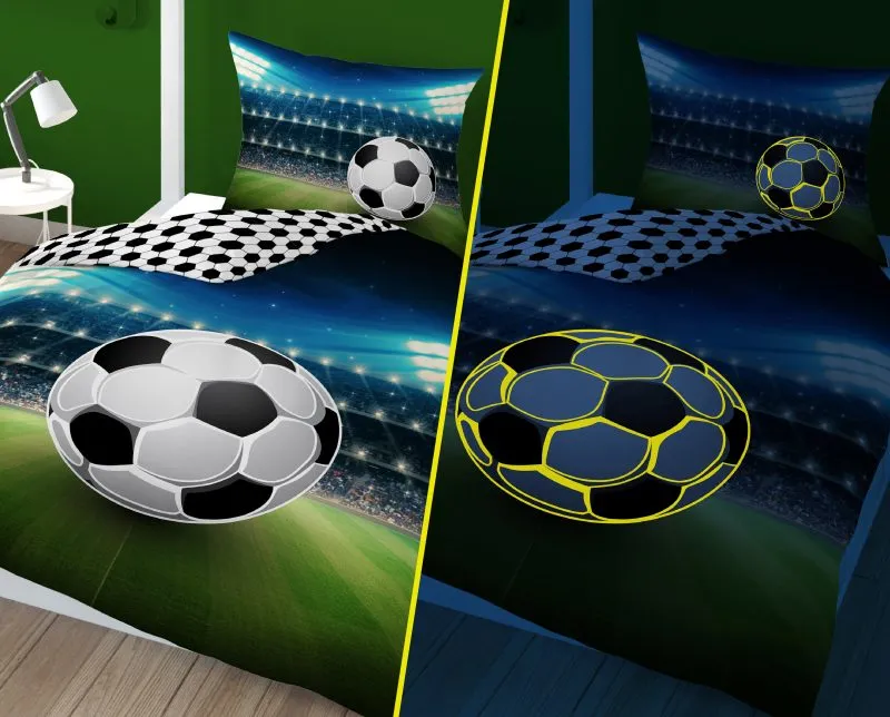 Pościel świecąca w ciemności z piłką dla chłopca 160x200 lub 150x200