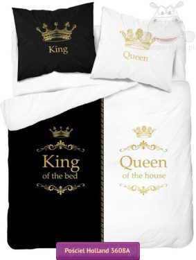 Pościel czarno-biała Król i Królowa - King & Queen