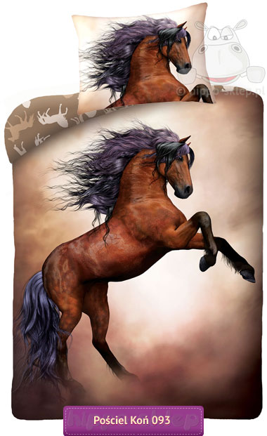 Pościel z koniem Mustang brązowa, 140x200