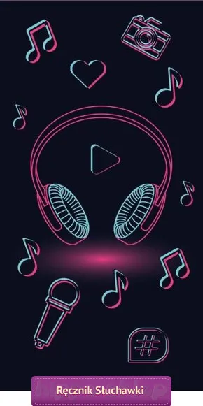 Ręcznik plażowy i kąpielowy słuchawki i nutki 70x140