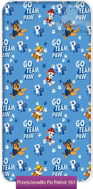 Błękitne prześcieradła Paw Patrol na gumce, dla chłopca