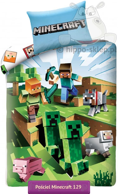 Pościel z Minecraft-a 160x200 lub 150x200 cm, zielono-niebieska