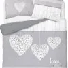 Szara pościel wiklinowe serca Love 160x200 lub 150x200