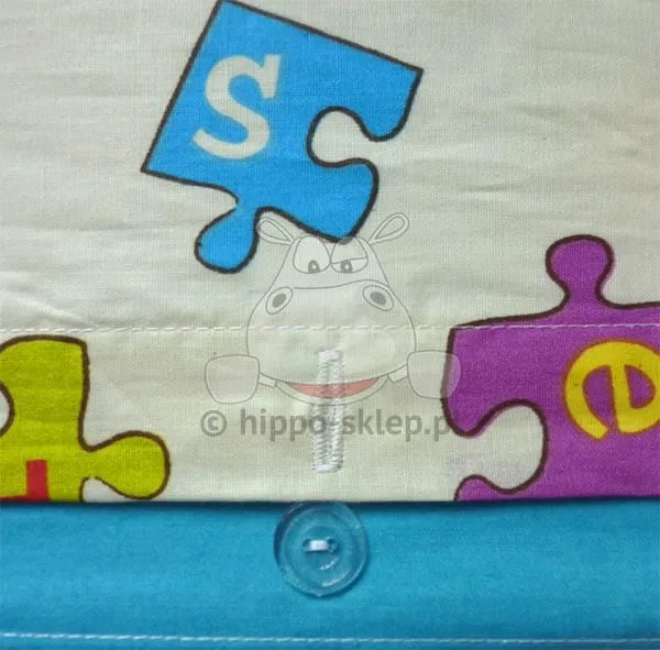 Pościel Kubuś Puchatek puzzle - zapięcie na guziki