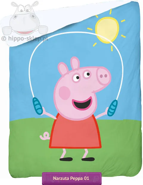 Narzuta na łóżko Świnka Peppa 140x195, niebiesko-zielona