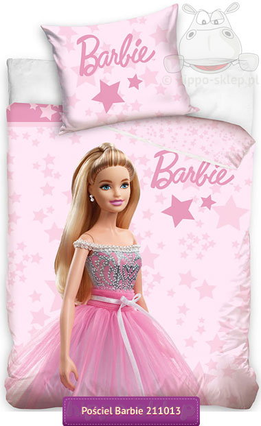 Pościel Barbie Mattel gwiazdki 140x200 lub 160x200, różowa