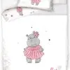 Mała pościel z hipcią w rózowej sukience 90x120, biała