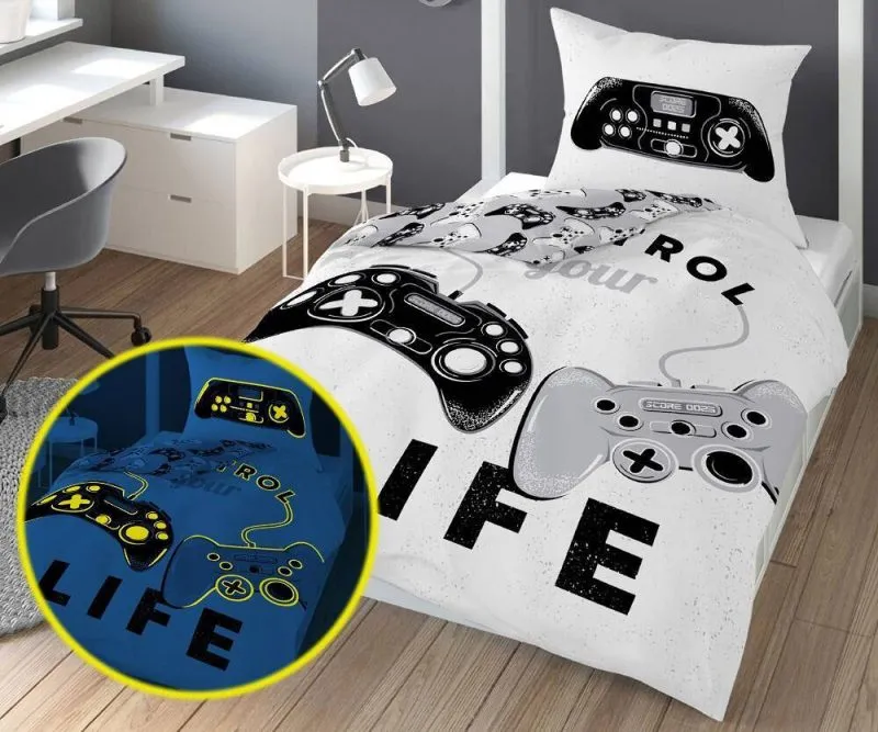 Pościel gamingowa z motywem świecącym w ciemności 135x200