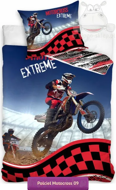 Pościel z motocyklem cross extreme 140x200, 160x200, błękitna