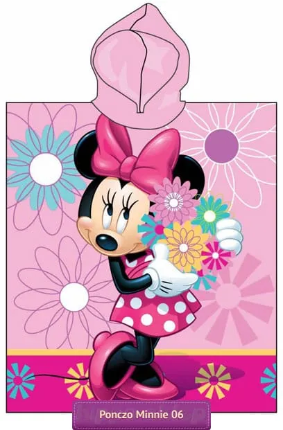 Ręcznik z kapturem Myszka Minnie kwiaty dla dziewczynki