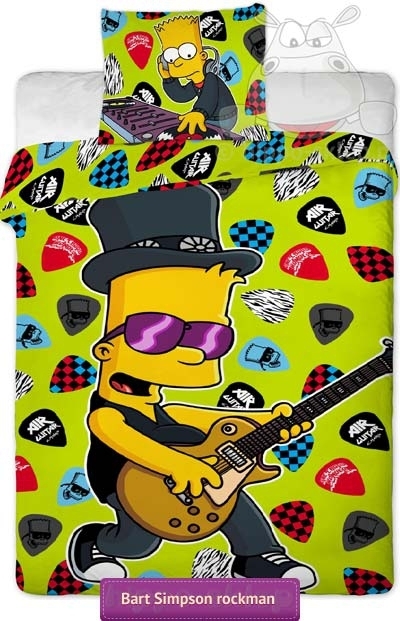 Limonkowa pościel Bart Simpson rockman 140x200