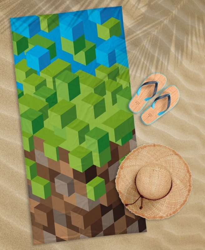 Recznik plażowy z motywem tekstur 3D z Minecraft-a