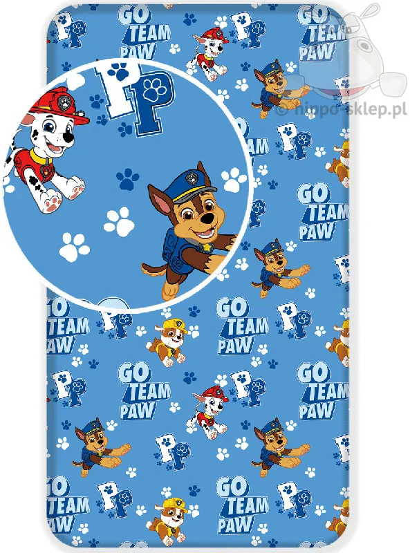 Prześcieradło Psi patrol z gumką 90x200 cm, niebieskie