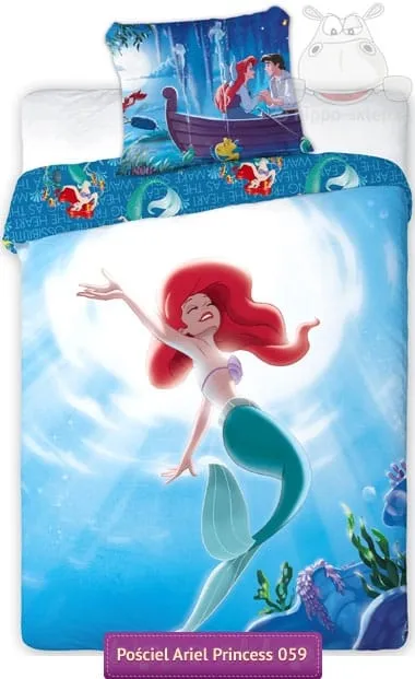Pościel Ariel - Mała Syrenka Księżniczka Disney 140x200 i 160x200, niebieska