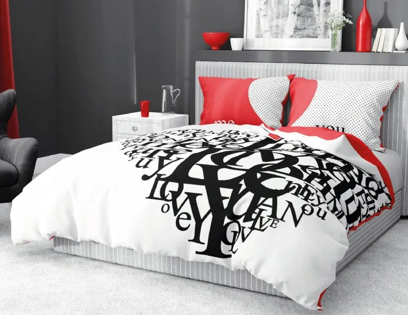 Pościel Me and You czerwono-biała 200x200