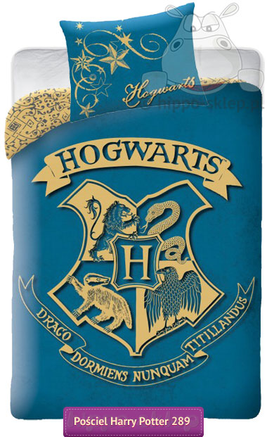 Pościel z herbem Hogwartu 140x200 i 140x180, niebiesko-złota