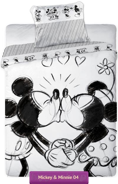 Pościel Myszka Minnie i Mickey Disney 140x200, 135x200 czarno-biała
