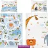 Dwustronna pościel z metryczką Mini Zoo dla niemowlaków 90x130