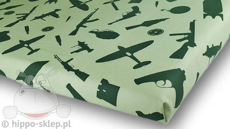 Prześcieradło w motywy wojskowe 140x200 cm, zielone