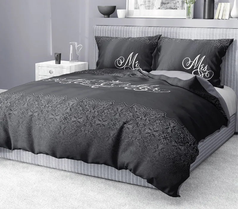 Duża bawełniana pościel Mr & Mrs 200x220