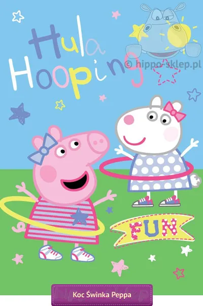 Kocyk Świnka Peppa i Owieczka Zuzia 100x150, zielono-niebieski