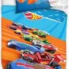 Pościel Hot Wheels Mattel 140x200 i 160x200, niebiesko pomarańczowa