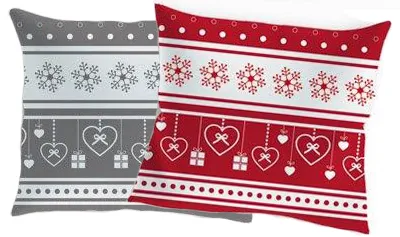Świąteczna poszewka z motywem skandynawskim 70x80, 50x60, 50x75 czerwono-szara