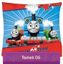 Powłoczki na poduszkę Tomek i Przyjaciele 40x40, niebiesko - czerwona